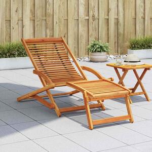 Deck Chair with Footrest Solid Acacia Wood