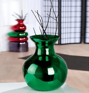 Carnation Iron Vase In Shiny Green