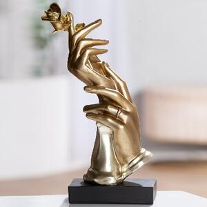 Carnation Synthetic Resin Rose Hand Sculpture in Black and Gold