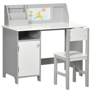 HOMCOM Toddler Activity Station: Table & Chair Set with Dry Erase Top, 2 Piece, Grey