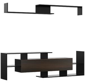 HOMCOM Modern TV Cabinet with Wall Shelf, TV Unit with Storage Shelf and Cabinet, for Wall-Mounted 65