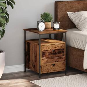 Syracuse Wooden Bedside Cabinet With 2 Drawers - Brown