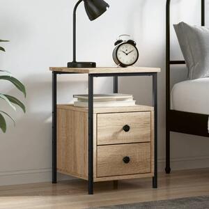 Syracuse Wooden Bedside Cabinet With 2 Drawers - Sonoma Oak