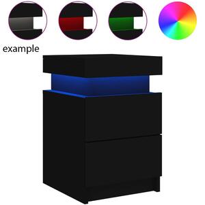 Syracuse Wooden Bedside Cabinet With 2 Drawers And LED - Black Oak