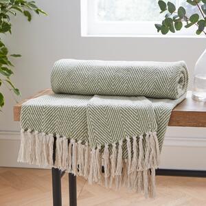 Jenson Herringbone Throw 200cm x 200cm Fern