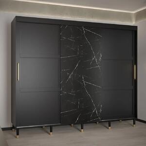 Tarboro Wooden Wardrobe Large With 3 Sliding Doors In Black