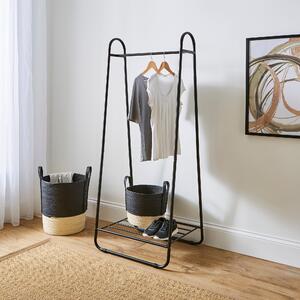 Clothes Rail With Built in Storage Shelf Black