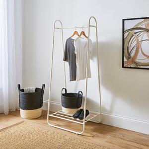Clothes Rail With Built in Storage Shelf Ivory