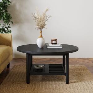 Khari Round Coffee Table, Mango Wood Black