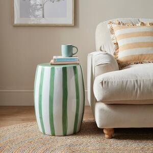 Beatrice Striped Ceramic Side Table, Green