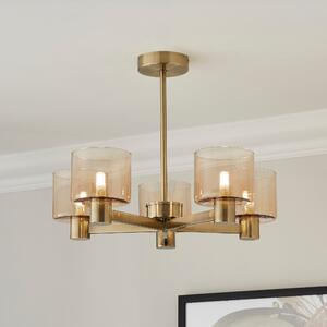 Erin 5 Light Semi Flush Ceiling Light Gold