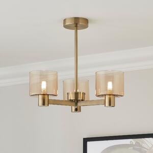 Erin 3 Light Semi Flush Ceiling Light Gold