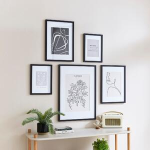 Set of 5 Abstract Monochrome Framed Prints Black and white