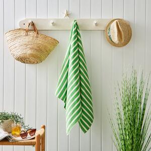 Kiwi Green Stripe Cotton Printed Beach Towel Green