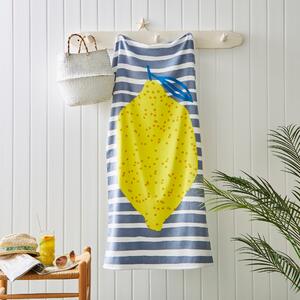 Lemon Cotton Printed Beach Towel Blue