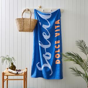 Blue Soleil Cotton Printed Beach Towel Blue