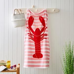 Lobster Cotton Printed Beach Towel Pink