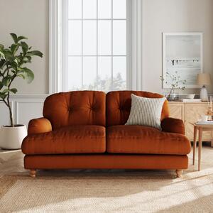 Martha 2 Seater Sofa, Matte Plush Velvet Matte Plush Velvet Orange Umber