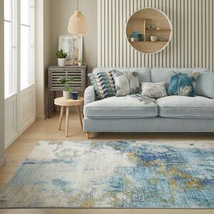 Luxe Washable Rug Blue