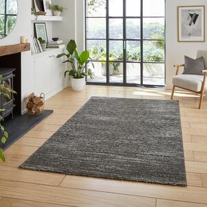 Flores Ribbed Washable Rug Charcoal