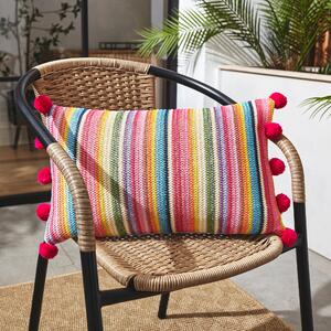 Tropical Woven Stripe Rectangular Outdoor Cushion Cover MultiColoured