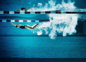 Photography Female swimmer underwater in pool, Henrik Sorensen