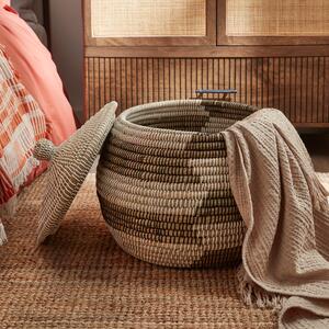 Contrast Storage Basket With Lid Natural