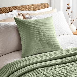 Bianca Quilted Lines Square Feather Filled Cushion Green