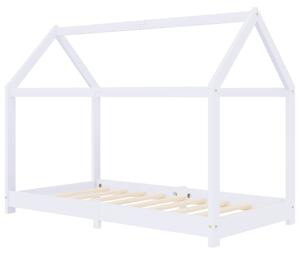Kids Bed Frame White Solid Pine Wood 70x140 cm