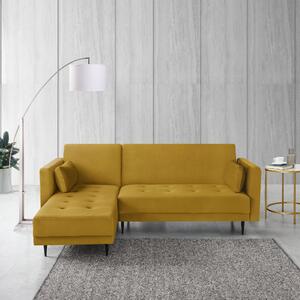 Selma Velvet Corner Sofa Bed Yellow