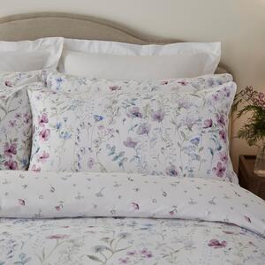 Dorma Wildflower Mauve Cotton Pillowcase Pair White
