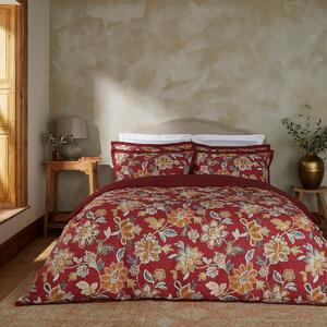Dorma Samira Saffron Red Cotton Duvet Cover and Pillowcase Set Orange