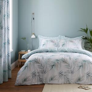 Serenity Palm Leaf Seafoam Duvet Cover and Pillowcase Set Green/White
