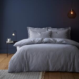 Addison Stripe Navy Duvet Cover and Pillowcase Set Navy Blue/White