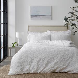 Stanton Jacquard White Duvet Cover and Pillowcase Set White