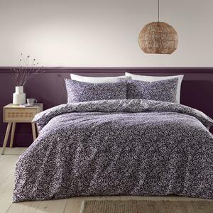 Chartwell Aubergine Duvet Cover and Pillowcase Set Purple/White