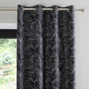 Abstract Monochrome Reversible Eyelet Curtains Black/White