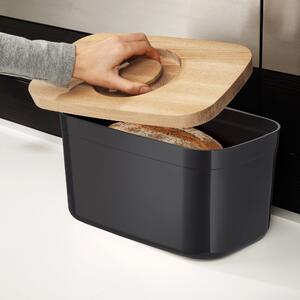 Joseph Joseph Black Bread Bin with Cutting Board Lid Black