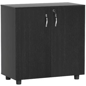 Vinsetto Black Cabinet Lockable File Cabinet with 2-Tier & Anti-Slip Feet, Storage for Office Equipment, 80 x 80 x 40cm Aosom UK