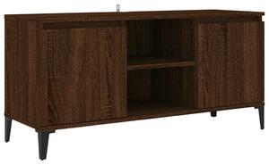 TV Cabinet with Metal Legs Brown Oak 103.5x35x50 cm
