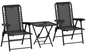 Outsunny Three-Piece Garden Table and Chair Set - Black
