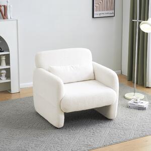 Upholstered Sherpa Modern Accent Armchair with Solid Wood Frame, Comfy Lounge Chair for Living Room, Single Sofa Chair, 87x88x77 cm, White Aosom.UK