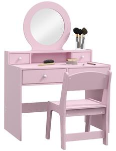 AIYAPLAY Kids Dressing Table Set Kids Make up Table with Stool and Mirror, Storage Drawers, Gift for Aged 3-8 Aosom UK