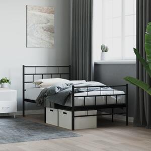 Metal Bed Frame with Headboard and Footboard Black 75x190 cm