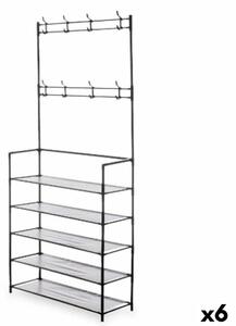 Shoe Rack 80 x 29 x 175 cm 5 Shelves Coat rack Black Metal (6 Units)