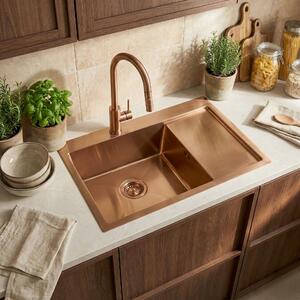 Stainless steel sink Fin BRUSH COPPER