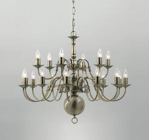 Impex Traditional Flemish Style Large 18 Light 2 Tier Hallway Chandelier - product_finish:Gun Metal Finish Frame