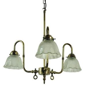 Large Swan 703P3 Traditional Solid Brass 3 Light Ceiling Pendant - product_finish:Antique-shades:WITH SMALL HOLLOTHANE GLASS SHADE