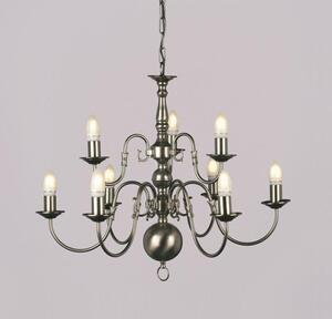 Impex Traditional Flemish 9 Light 2 Tier Pewter Chandelier Ceiling Light - product_finish:Gun Metal