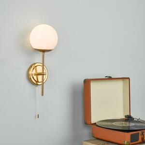 Dar Lighting BOM0735 Bombazine Wall Light In Natural Brass With Opal Glass